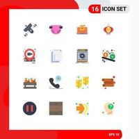 Mobile Interface Flat Color Set of 16 Pictograms of light message email mail envelope Editable Pack of Creative Vector Design Elements