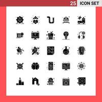 25 Thematic Vector Solid Glyphs and Editable Symbols of industrial helmet hard hat pipe hard cap water Editable Vector Design Elements