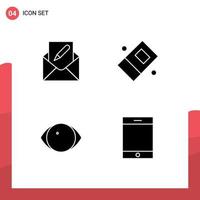 User Interface Pack of Basic Solid Glyphs of compose face envelope eraser vision Editable Vector Design Elements