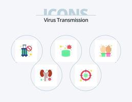paquete de iconos planos de transmisión de virus 5 diseño de iconos. mano. seguridad. prohibición. médico. rostro vector