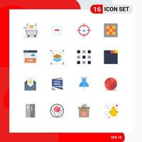 16 Universal Flat Color Signs Symbols of area graph delete grid planning Editable Pack of Creative Vector Design Elements