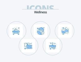 Wellness Blue Icon Pack 5 Icon Design. shower soap. soap. massage. leaf. yang vector