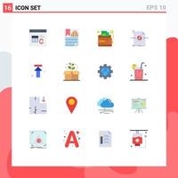 Universal Icon Symbols Group of 16 Modern Flat Colors of arrow object paper file wallet Editable Pack of Creative Vector Design Elements