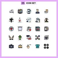 Pictogram Set of 25 Simple Filled line Flat Colors of leader ceo screen boss record Editable Vector Design Elements