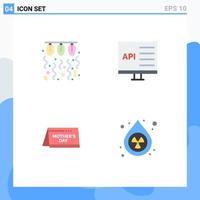 Group of 4 Flat Icons Signs and Symbols for bulb development love coding day Editable Vector Design Elements