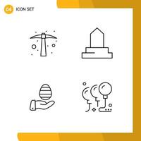 Modern Set of 4 Filledline Flat Colors and symbols such as hard work egg tool islamic building nature Editable Vector Design Elements