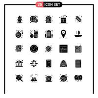 Solid Glyph Pack of 25 Universal Symbols of grain dish day travel gondola Editable Vector Design Elements