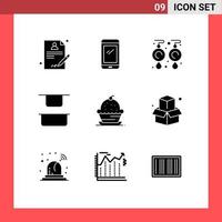 Set of 9 Modern UI Icons Symbols Signs for muffin cake earrings vertical distribute Editable Vector Design Elements