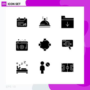 Modern Set of 9 Solid Glyphs Pictograph of research points document path web Editable Vector Design Elements