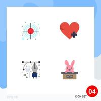 4 iconos planos universales establecidos para aplicaciones web y móviles enfoque dibujar elementos de diseño de vector editables de lápiz de corazón de destino