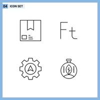 Set of 4 Modern UI Icons Symbols Signs for deliver hungary package currency cursor Editable Vector Design Elements