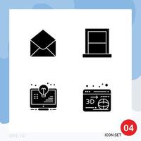 Modern Set of 4 Solid Glyphs and symbols such as sms bulb message furniture light Editable Vector Design Elements