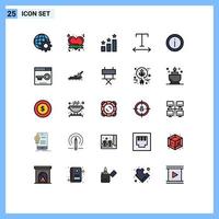 Modern Set of 25 Filled line Flat Colors and symbols such as engine sign position information help Editable Vector Design Elements