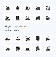 20 Transport Solid Glyph icon Pack like auto transport transport car travel vector