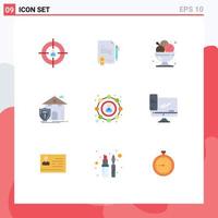 Set of 9 Modern UI Icons Symbols Signs for casualty home deal insurance ice cream Editable Vector Design Elements