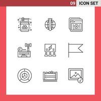 9 Thematic Vector Outlines and Editable Symbols of digital online market learning learning Editable Vector Design Elements