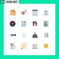 16 Flat Color concept for Websites Mobile and Apps pointer direction remote team text mail Editable Pack of Creative Vector Design Elements
