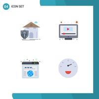 4 Creative Icons Modern Signs and Symbols of insurance address casualty play url Editable Vector Design Elements