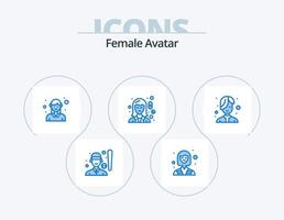 Female Avatar Blue Icon Pack 5 Icon Design. pharmacy. female. worker. chemist. woman vector