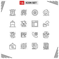 Set of 16 Modern UI Icons Symbols Signs for cloud disc map cd independence day Editable Vector Design Elements