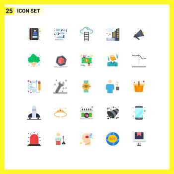 User Interface Pack of 25 Basic Flat Colors of broccoli ecommerce cloud speaker gas Editable Vector Design Elements
