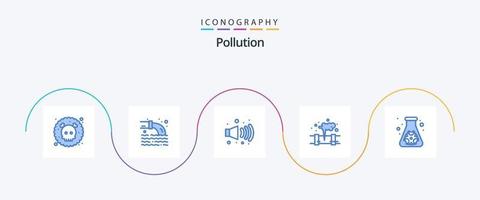 paquete de iconos de contaminación azul 5 que incluye contaminación. matraz. gas. desperdiciar. filtración vector