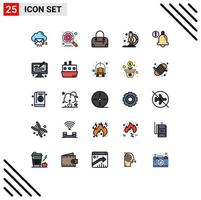 Modern Set of 25 Filled line Flat Colors and symbols such as creative alert settings alarm microscope Editable Vector Design Elements