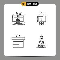 Pack of 4 creative Filledline Flat Colors of analysis secure online cyber dollar Editable Vector Design Elements