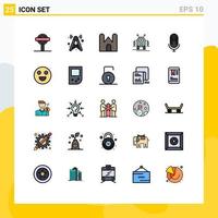 Modern Set of 25 Filled line Flat Colors Pictograph of technology robotic wifi human fortress Editable Vector Design Elements