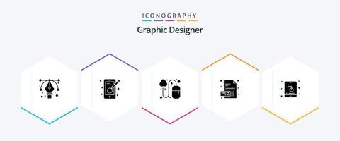 Graphic Designer 25 Glyph icon pack including creative. edit. designing. design. extension vector