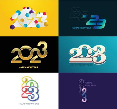 gran conjunto de 2023 feliz año nuevo diseño de texto de logotipo plantilla de diseño de número 2023 vector