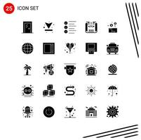 25 User Interface Solid Glyph Pack of modern Signs and Symbols of money sketch download engineering design emojis Editable Vector Design Elements