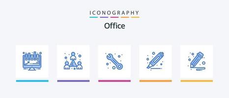 Office Blue 5 Icon Pack Including . pencil. service. office. marker. Creative Icons Design vector