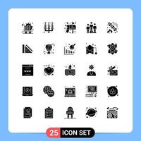 Mobile Interface Solid Glyph Set of 25 Pictograms of food winners box podium winners Editable Vector Design Elements