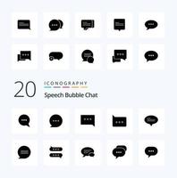 20 Chat Solid Glyph icon Pack like chat messages comment conversation add vector