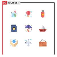 Pack of 9 Modern Flat Colors Signs and Symbols for Web Print Media such as love witch usb spells costume Editable Vector Design Elements