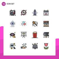 Mobile Interface Flat Color Filled Line Set of 16 Pictograms of computing online consumption web reduce Editable Creative Vector Design Elements