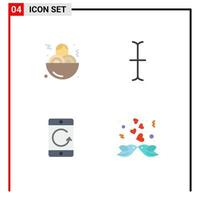 Set of 4 Modern UI Icons Symbols Signs for spaghetti mobile cursor cellphone couple Editable Vector Design Elements