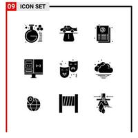 Modern Set of 9 Solid Glyphs Pictograph of development computer comfort coding sheet Editable Vector Design Elements