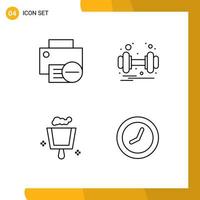 Universal Icon Symbols Group of 4 Modern Filledline Flat Colors of computers broom hardware gym sweep Editable Vector Design Elements