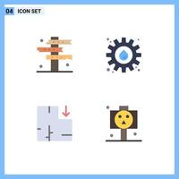 4 Thematic Vector Flat Icons and Editable Symbols of cowboy apartment signs gear scheme Editable Vector Design Elements