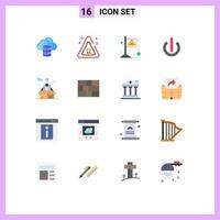 Set of 16 Modern UI Icons Symbols Signs for rocket business flag power off Editable Pack of Creative Vector Design Elements