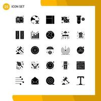 Set of 25 Modern UI Icons Symbols Signs for data center science server heart relax Editable Vector Design Elements