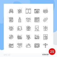 25 Universal Lines Set for Web and Mobile Applications projector developer woman coding api Editable Vector Design Elements