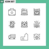 9 Creative Icons Modern Signs and Symbols of support conference web weather report Editable Vector Design Elements