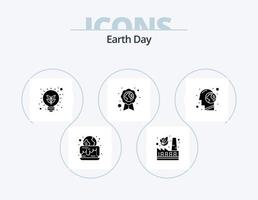 paquete de iconos de glifos del día de la tierra 5 diseño de iconos. humano. cerebro. idea. medalla. protección del medio ambiente vector