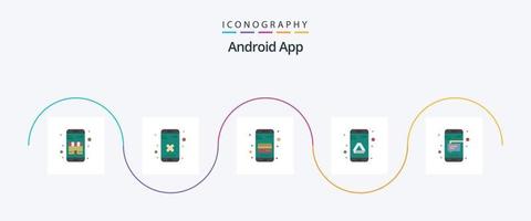 Android App Flat 5 Icon Pack Including mobile. storage. atm card. google. app vector