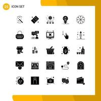 Universal Icon Symbols Group of 25 Modern Solid Glyphs of bag snowflake management nature fintech Editable Vector Design Elements