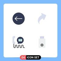 Set of 4 Modern UI Icons Symbols Signs for arrow help arrow communication devices Editable Vector Design Elements