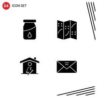 User Interface Pack of 4 Basic Solid Glyphs of bottle power map home inbox Editable Vector Design Elements